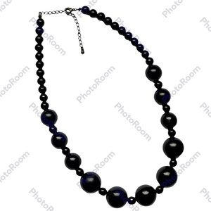 Black large and small black bead mid modern necklace in euc